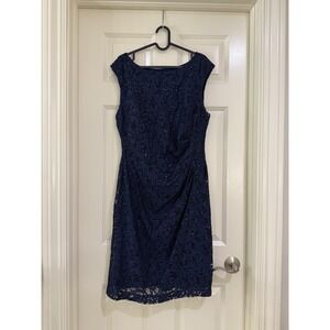 lauren ralph lauren womens blue formal dress size 16